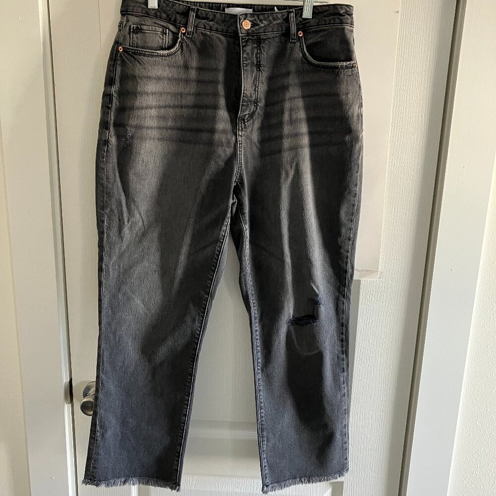 Loft Made and Loved High Wasted Straight Leg Jeans, Ragged Hemline Size 31/12